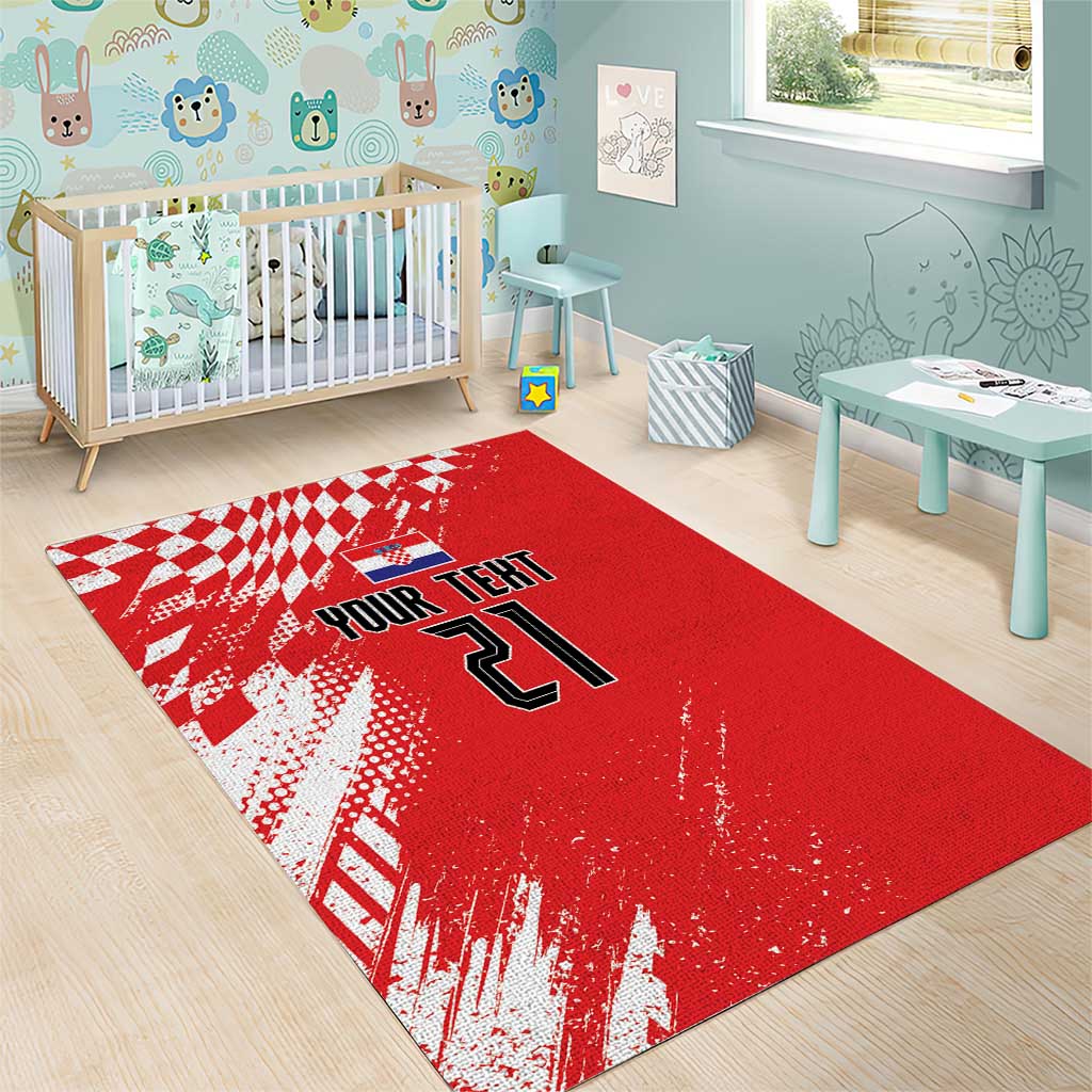 Croatia Rugby Custom Area Rug Chessboard with Sporty Pattern LT9 - Wonder Print Shop