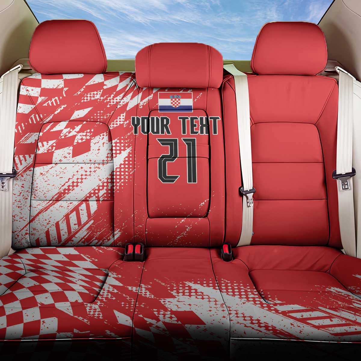 Croatia Rugby Custom Back Car Seat Cover Chessboard with Sporty Pattern LT9 - Wonder Print Shop