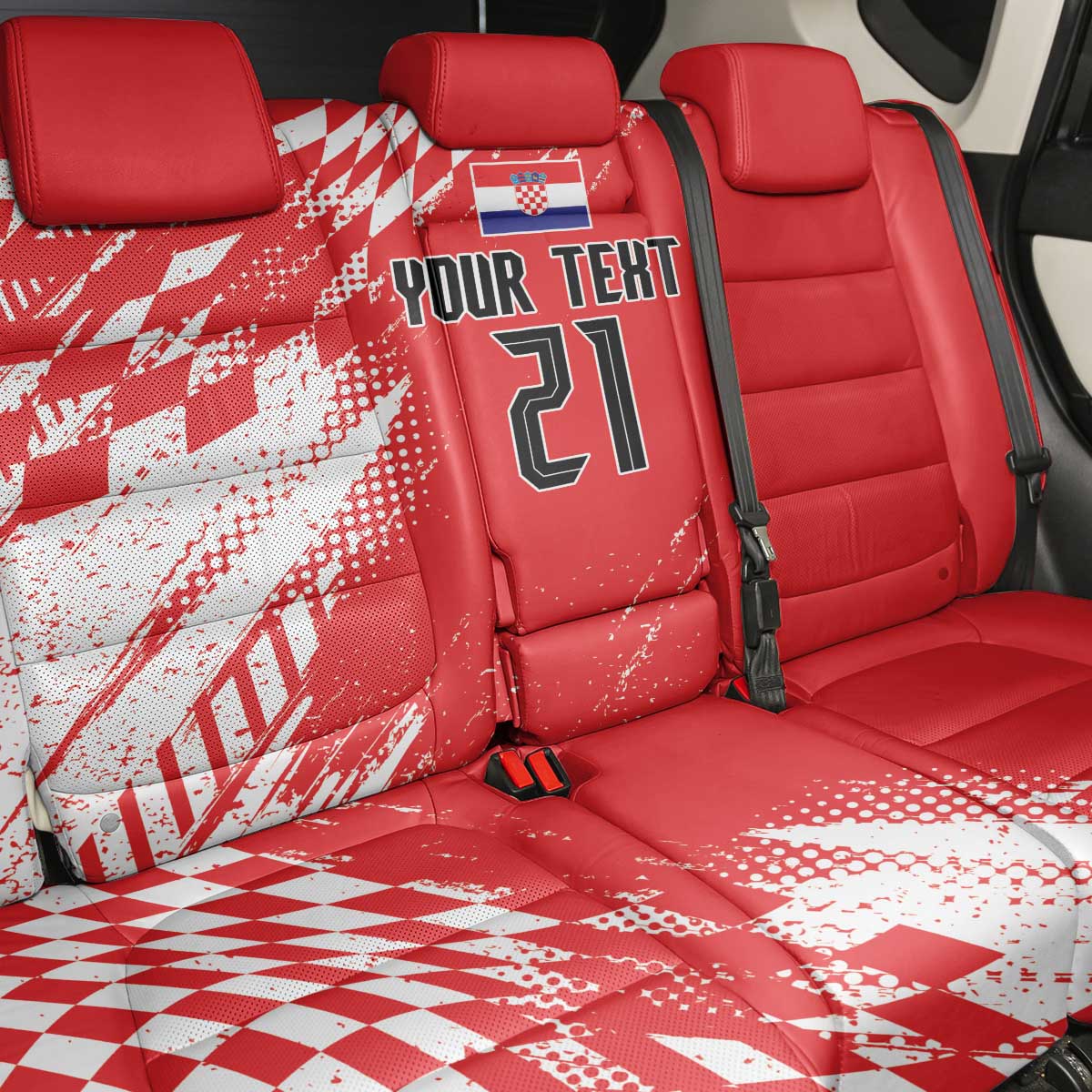 Croatia Rugby Custom Back Car Seat Cover Chessboard with Sporty Pattern LT9 - Wonder Print Shop
