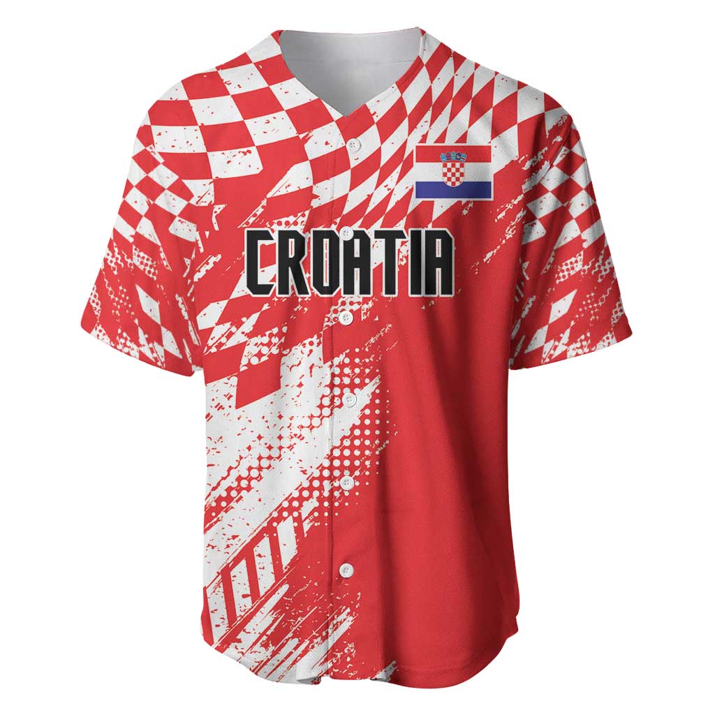 Croatia Rugby Custom Baseball Jersey Chessboard with Sporty Pattern LT9 - Wonder Print Shop