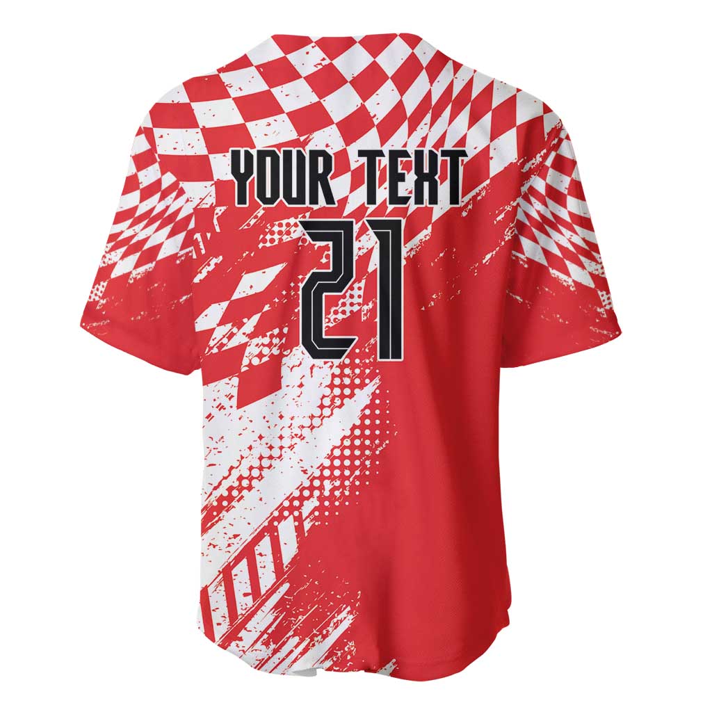 Croatia Rugby Custom Baseball Jersey Chessboard with Sporty Pattern LT9 - Wonder Print Shop