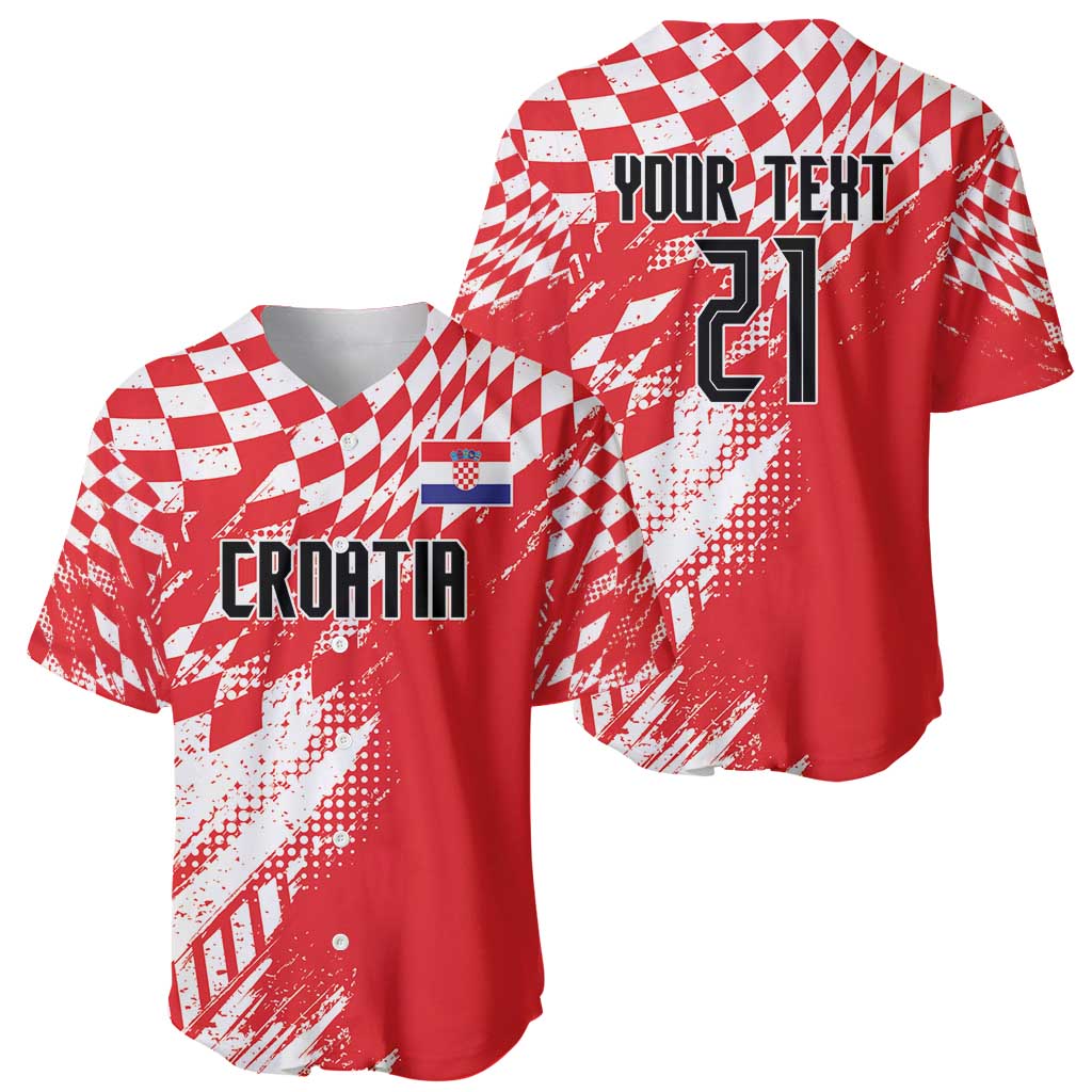 Croatia Rugby Custom Baseball Jersey Chessboard with Sporty Pattern LT9 - Wonder Print Shop