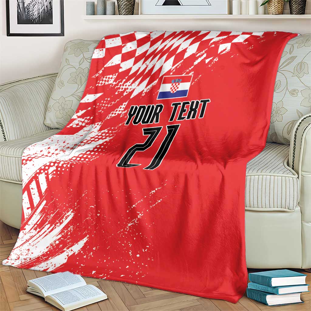Croatia Rugby Custom Blanket Chessboard with Sporty Pattern