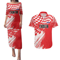 Croatia Rugby Custom Couples Matching Puletasi and Hawaiian Shirt Chessboard with Sporty Pattern LT9 - Wonder Print Shop