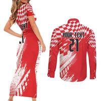 Croatia Rugby Custom Couples Matching Short Sleeve Bodycon Dress and Long Sleeve Button Shirt Chessboard with Sporty Pattern LT9 - Wonder Print Shop