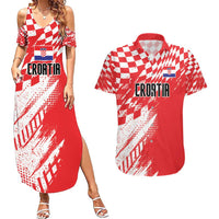 Croatia Rugby Custom Couples Matching Summer Maxi Dress and Hawaiian Shirt Chessboard with Sporty Pattern LT9 - Wonder Print Shop