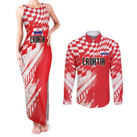 Croatia Rugby Custom Couples Matching Tank Maxi Dress and Long Sleeve Button Shirt Chessboard with Sporty Pattern LT9 - Wonder Print Shop