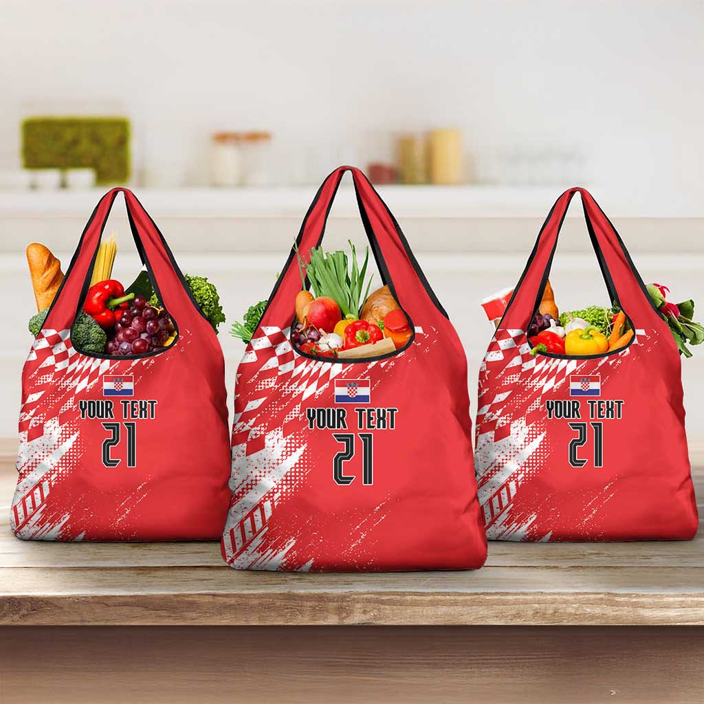 Croatia Rugby Custom Grocery Bag Chessboard with Sporty Pattern