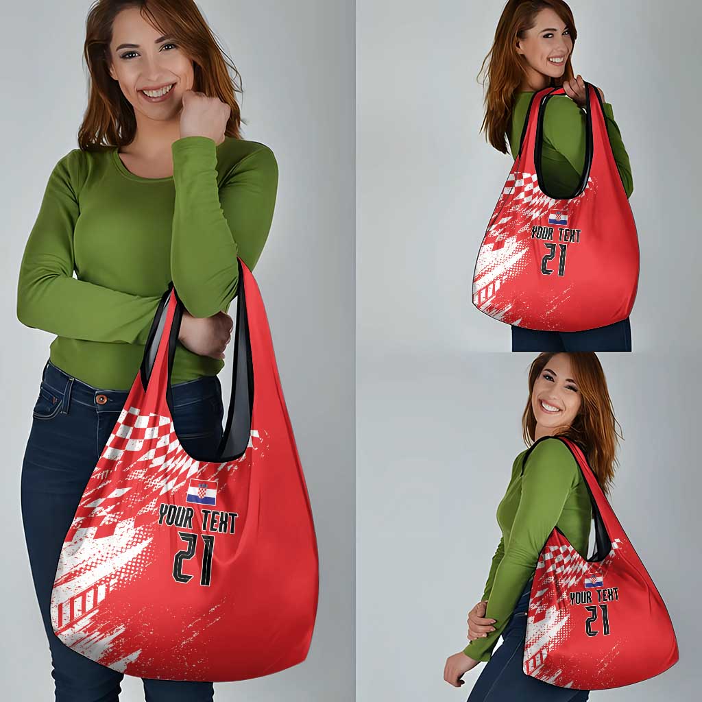 Croatia Rugby Custom Grocery Bag Chessboard with Sporty Pattern