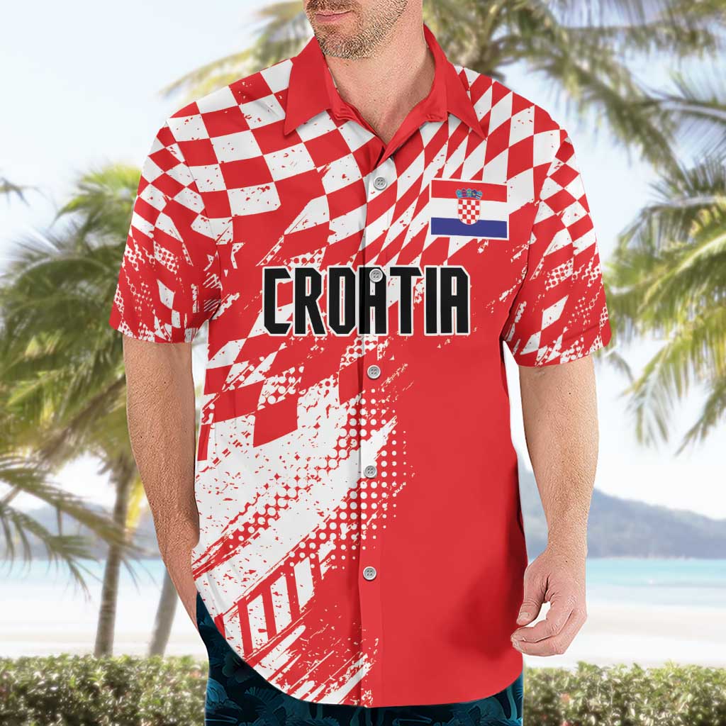 Croatia Rugby Custom Hawaiian Shirt Chessboard with Sporty Pattern - Wonder Print Shop