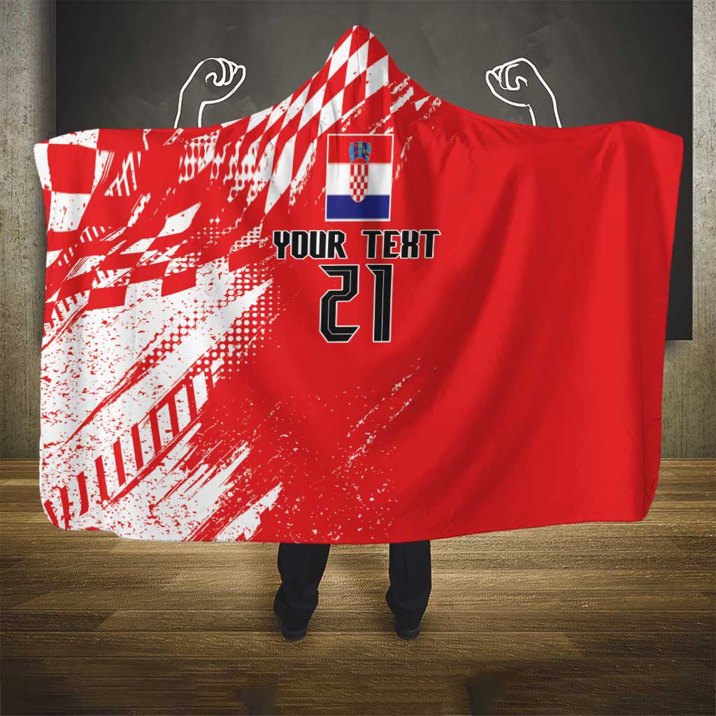 Croatia Rugby Custom Hooded Blanket Chessboard with Sporty Pattern