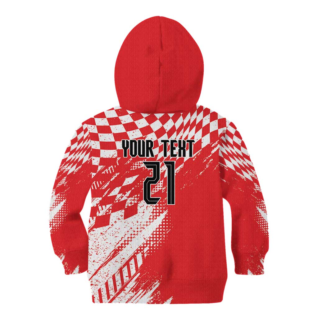 Croatia Rugby Custom Kid Hoodie Chessboard with Sporty Pattern - Wonder Print Shop