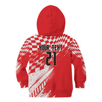 Croatia Rugby Custom Kid Hoodie Chessboard with Sporty Pattern - Wonder Print Shop