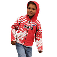 Croatia Rugby Custom Kid Hoodie Chessboard with Sporty Pattern - Wonder Print Shop