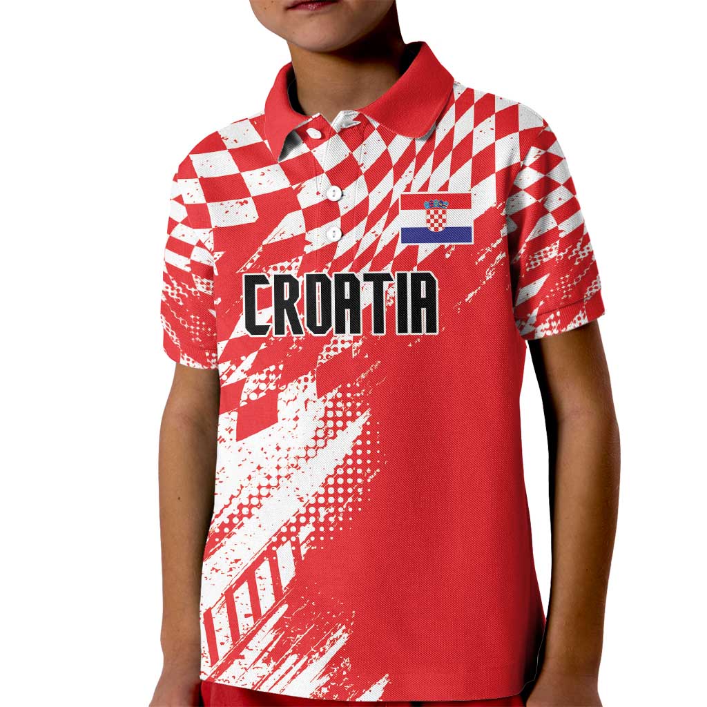 Croatia Rugby Custom Kid Polo Shirt Chessboard with Sporty Pattern - Wonder Print Shop