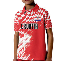 Croatia Rugby Custom Kid Polo Shirt Chessboard with Sporty Pattern - Wonder Print Shop