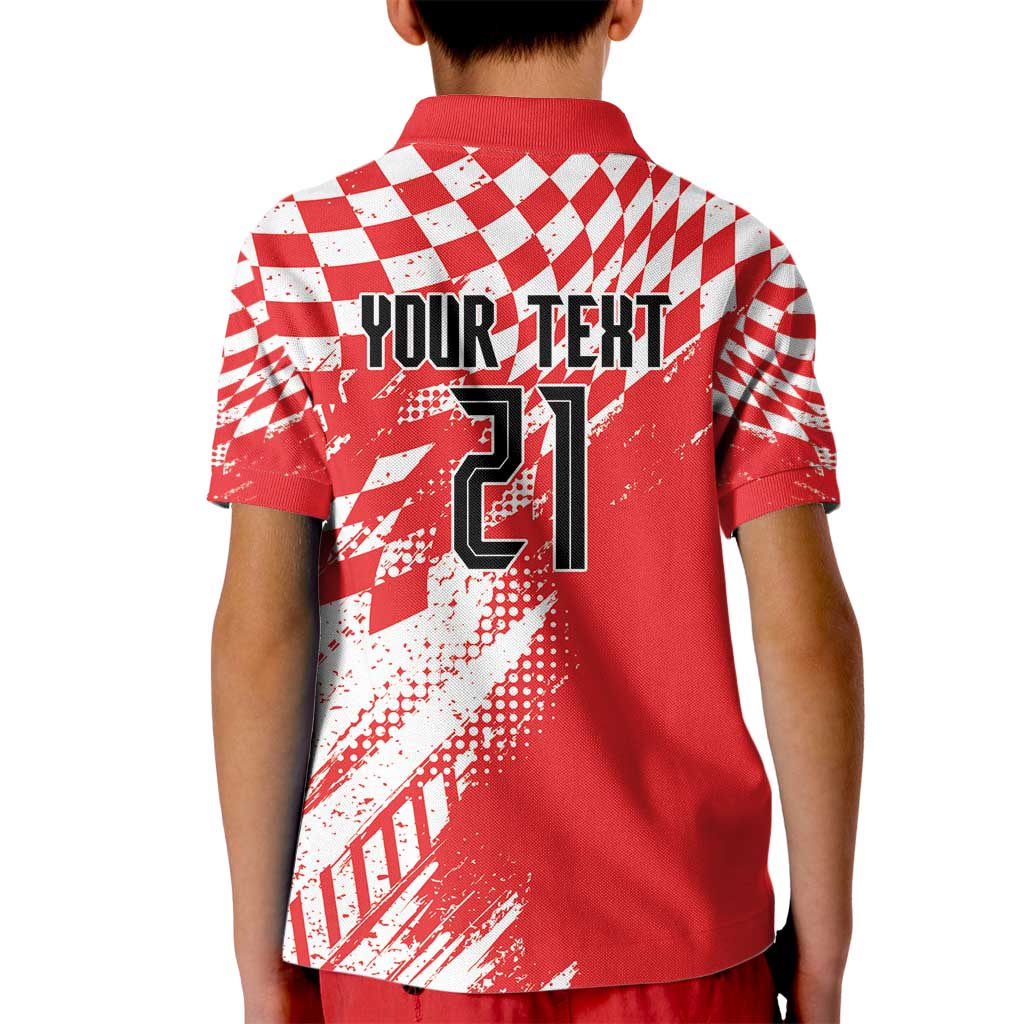 Croatia Rugby Custom Kid Polo Shirt Chessboard with Sporty Pattern - Wonder Print Shop