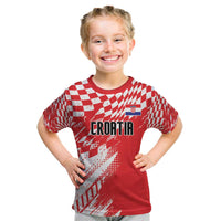 Croatia Rugby Custom Kid T Shirt Chessboard with Sporty Pattern - Wonder Print Shop