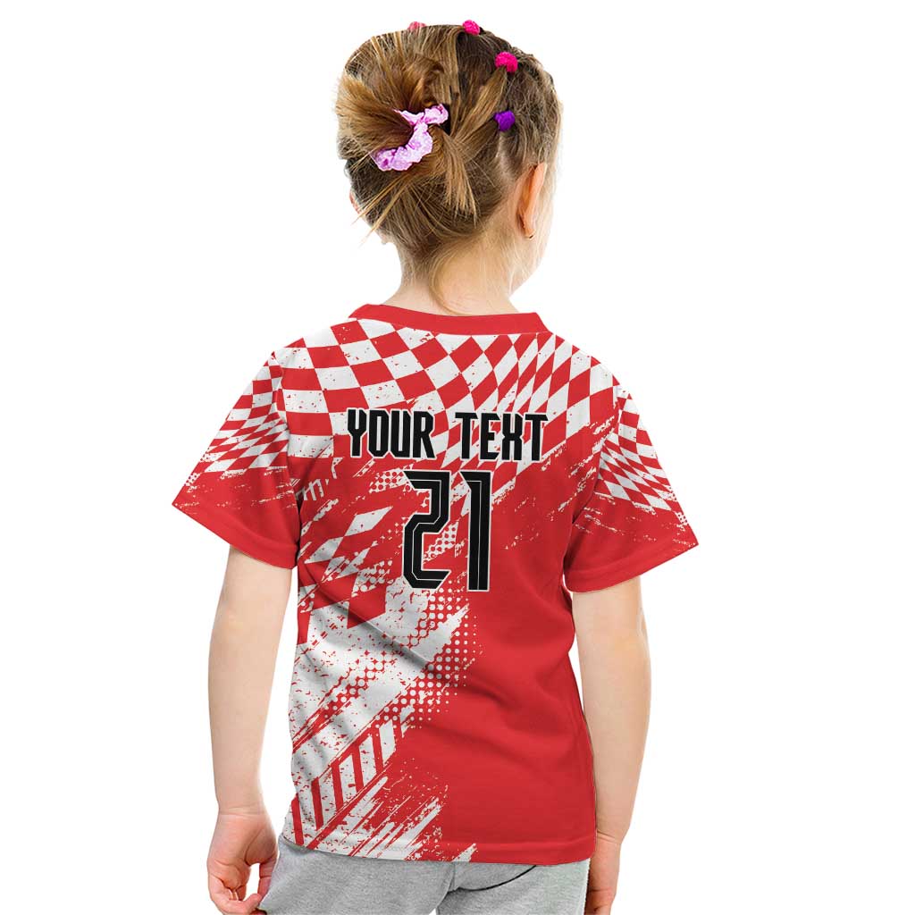 Croatia Rugby Custom Kid T Shirt Chessboard with Sporty Pattern - Wonder Print Shop