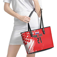 Croatia Rugby Custom Leather Tote Bag Chessboard with Sporty Pattern - Wonder Print Shop