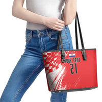 Croatia Rugby Custom Leather Tote Bag Chessboard with Sporty Pattern - Wonder Print Shop