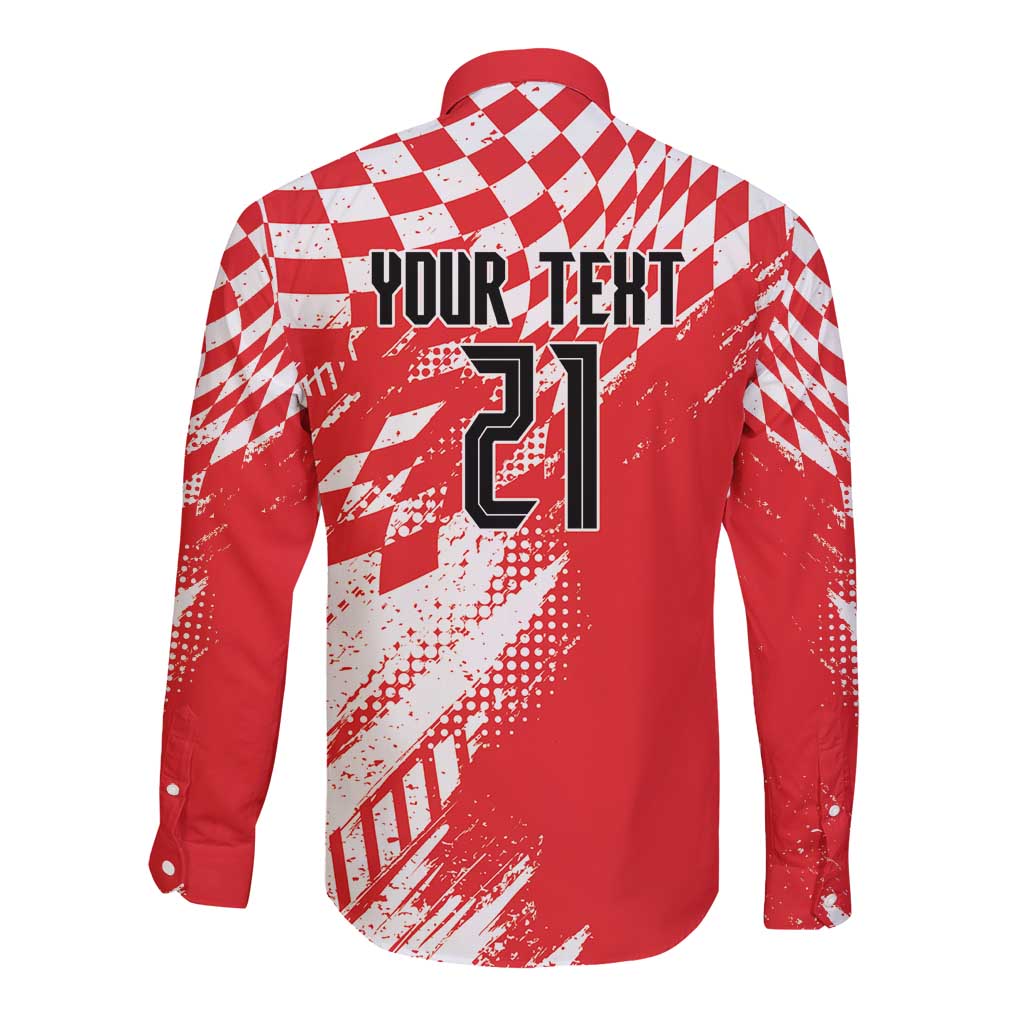 Croatia Rugby Custom Long Sleeve Button Shirt Chessboard with Sporty Pattern - Wonder Print Shop
