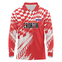 Croatia Rugby Custom Long Sleeve Polo Shirt Chessboard with Sporty Pattern - Wonder Print Shop