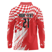 Croatia Rugby Custom Long Sleeve Polo Shirt Chessboard with Sporty Pattern - Wonder Print Shop