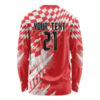 Croatia Rugby Custom Long Sleeve Shirt Chessboard with Sporty Pattern - Wonder Print Shop