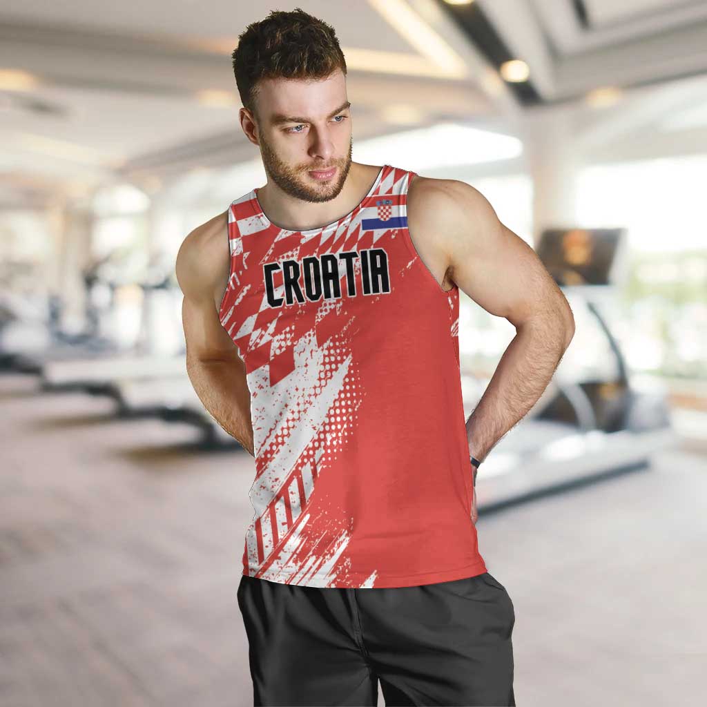 Croatia Rugby Custom Men Tank Top Chessboard with Sporty Pattern - Wonder Print Shop