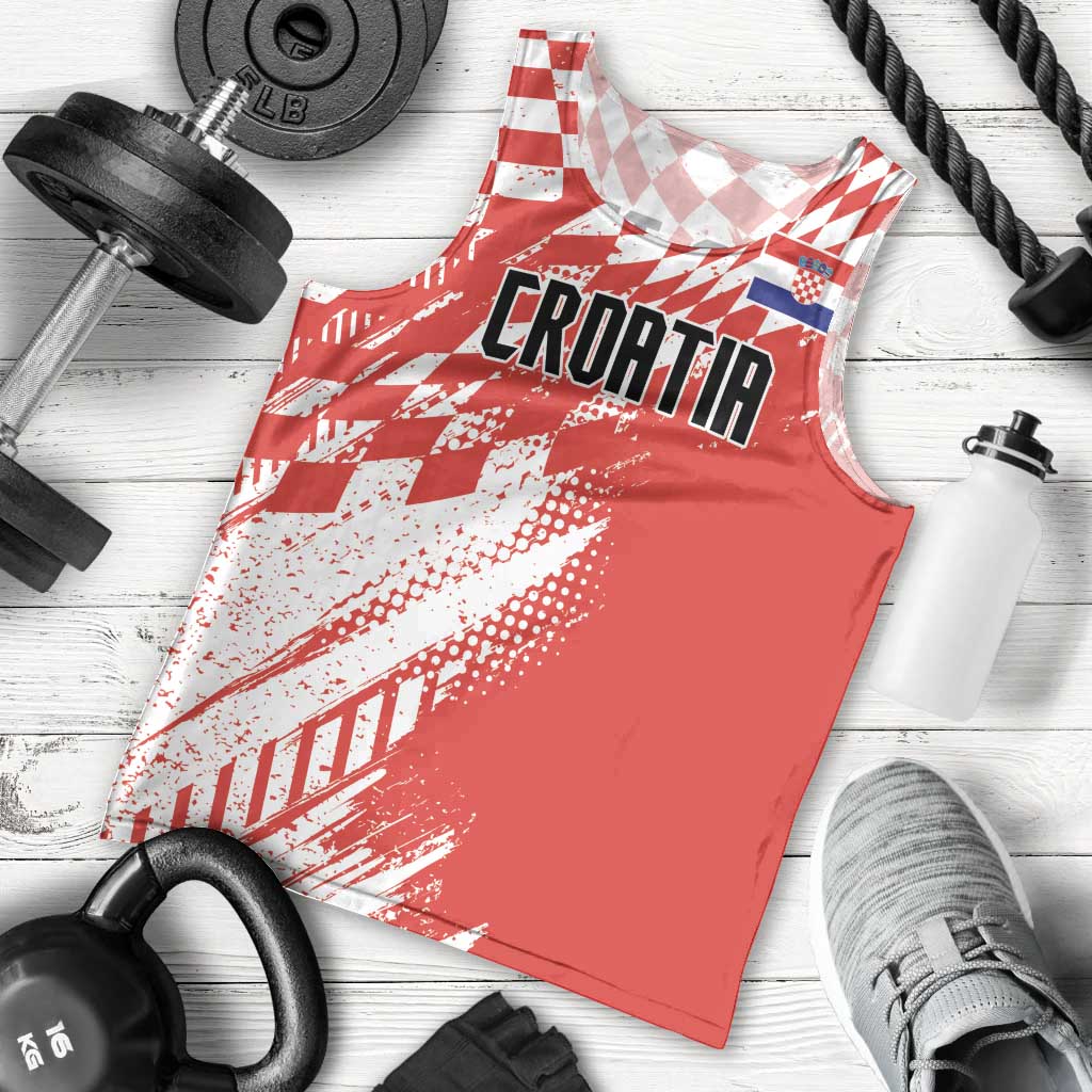 Croatia Rugby Custom Men Tank Top Chessboard with Sporty Pattern - Wonder Print Shop