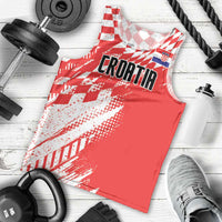 Croatia Rugby Custom Men Tank Top Chessboard with Sporty Pattern - Wonder Print Shop