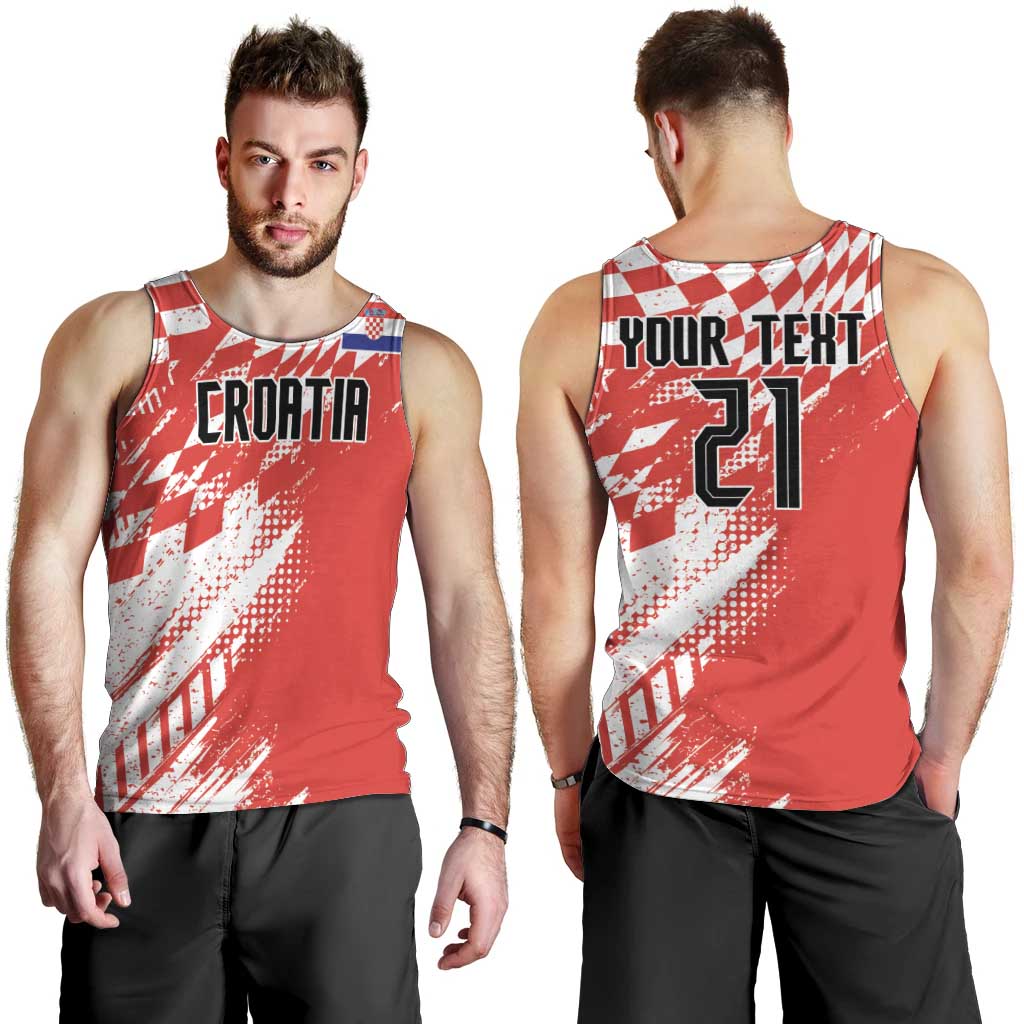 Croatia Rugby Custom Men Tank Top Chessboard with Sporty Pattern - Wonder Print Shop