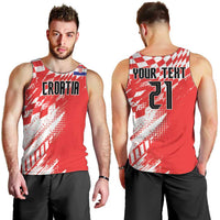 Croatia Rugby Custom Men Tank Top Chessboard with Sporty Pattern - Wonder Print Shop