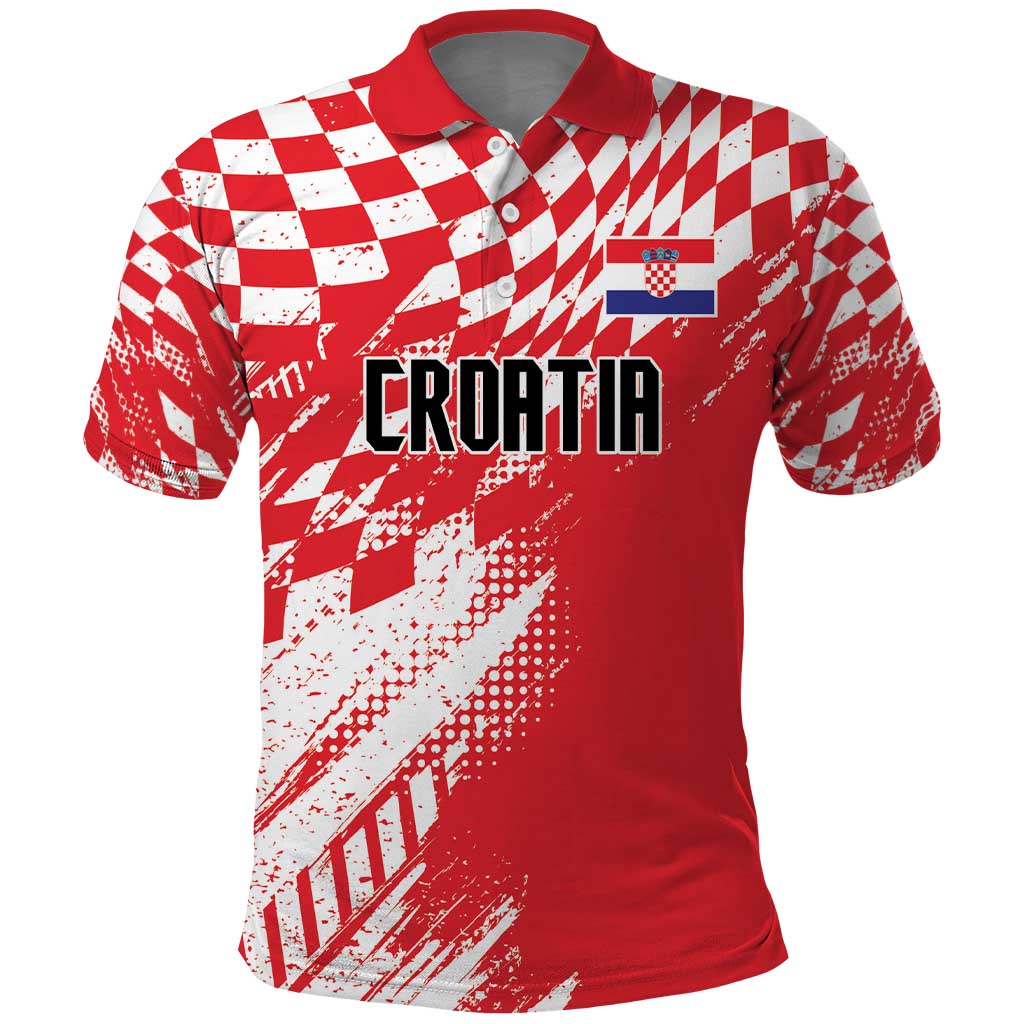 Croatia Rugby Custom Polo Shirt Chessboard with Sporty Pattern - Wonder Print Shop