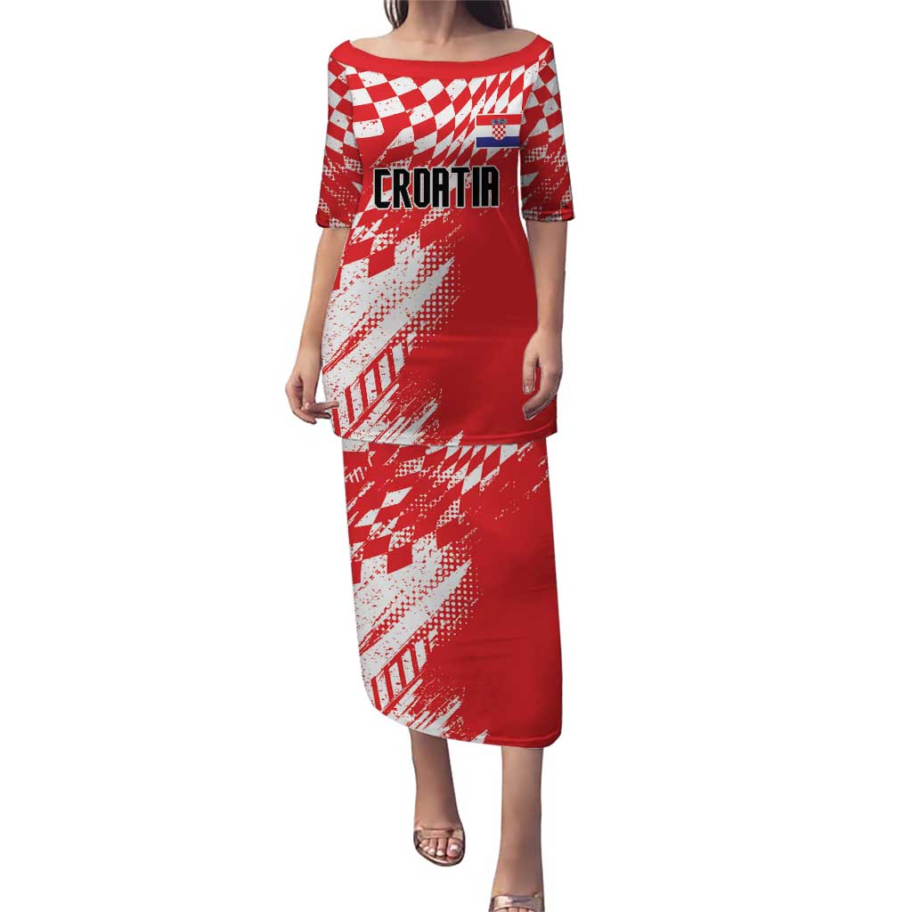 Croatia Rugby Custom Puletasi Chessboard with Sporty Pattern - Wonder Print Shop