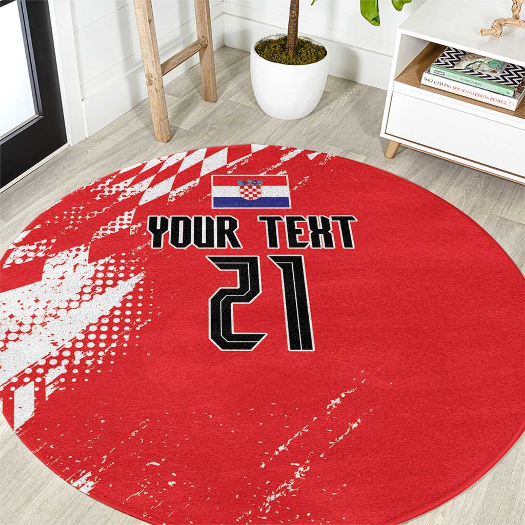 Croatia Rugby Custom Round Carpet Chessboard with Sporty Pattern