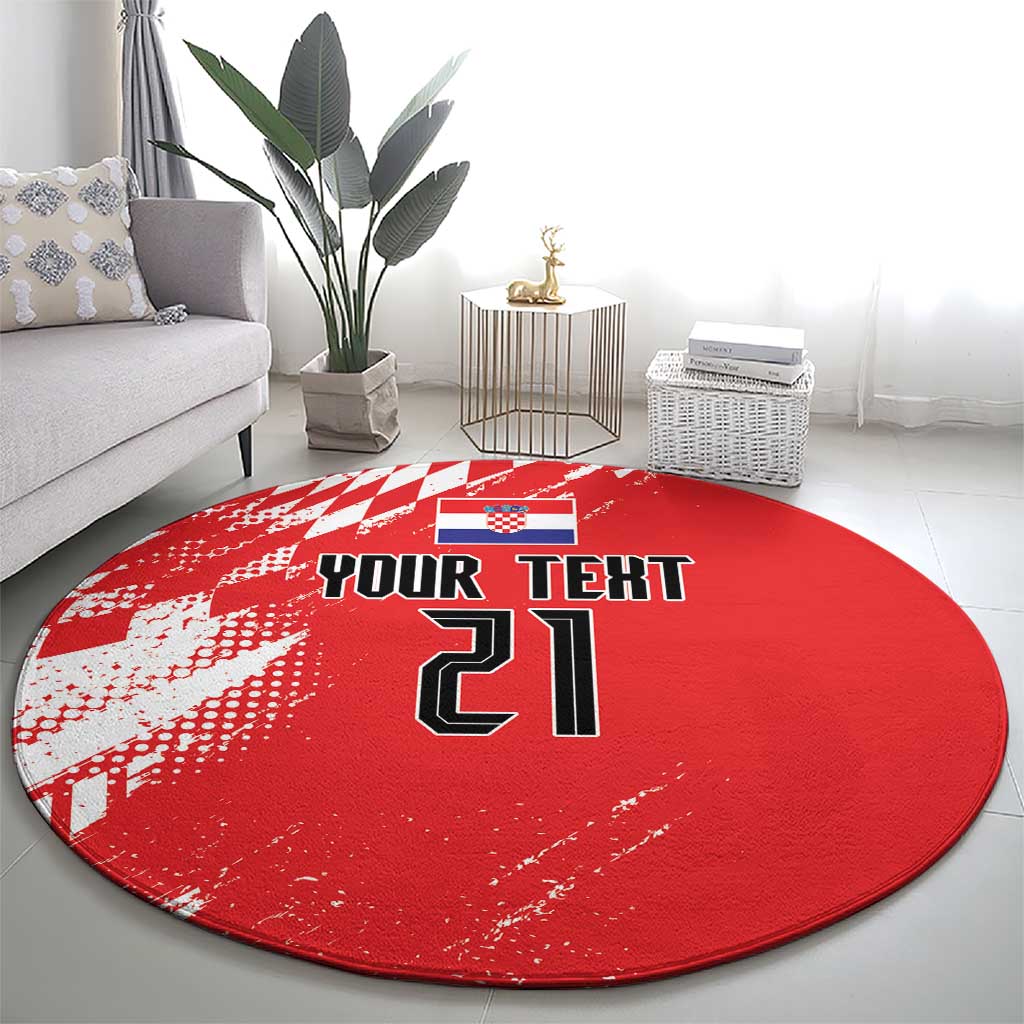Croatia Rugby Custom Round Carpet Chessboard with Sporty Pattern