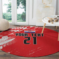 Croatia Rugby Custom Round Carpet Chessboard with Sporty Pattern