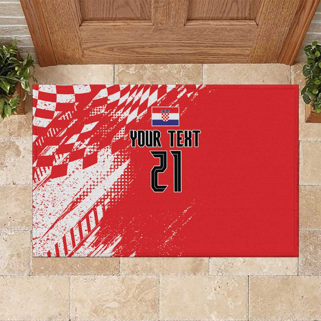Croatia Rugby Custom Rubber Doormat Chessboard with Sporty Pattern - Wonder Print Shop