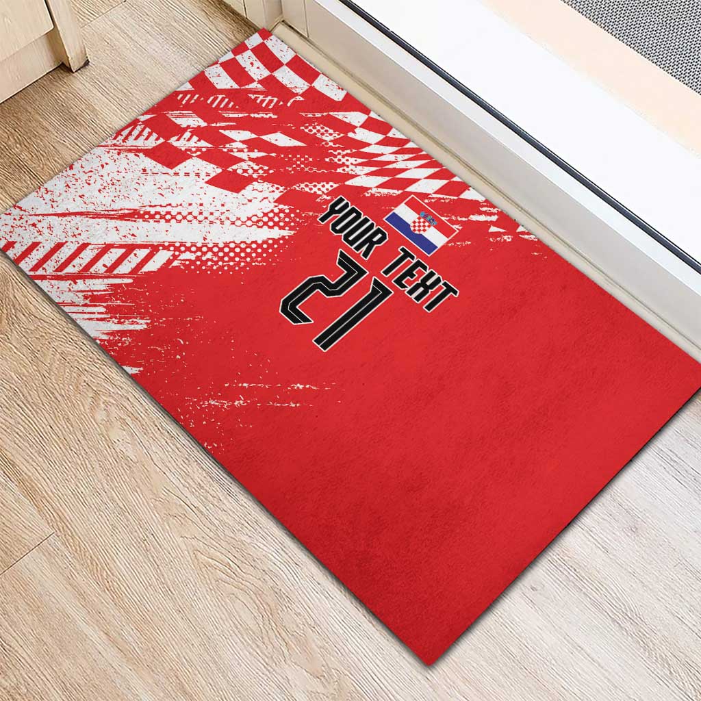 Croatia Rugby Custom Rubber Doormat Chessboard with Sporty Pattern - Wonder Print Shop