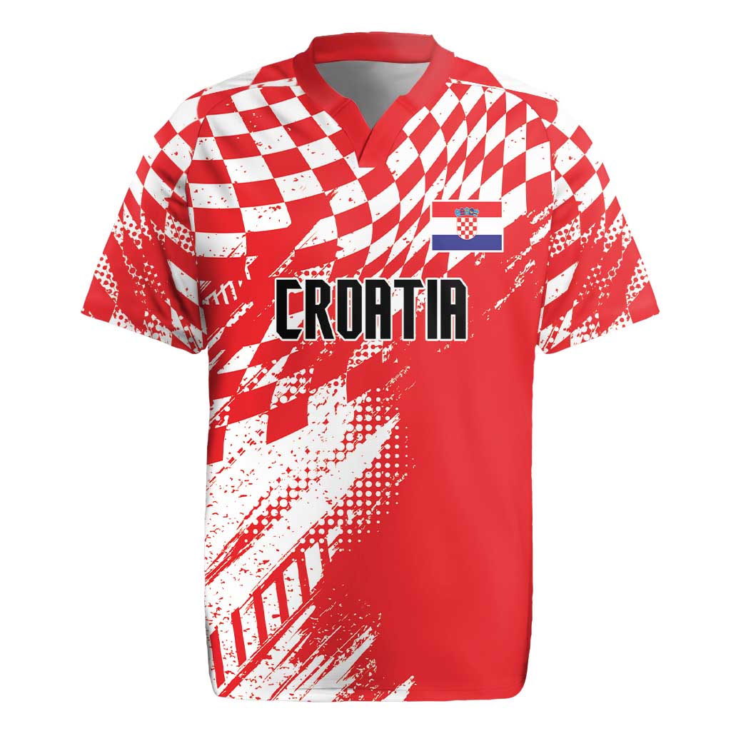 Croatia Rugby Custom Rugby Jersey Chessboard with Sporty Pattern - Wonder Print Shop