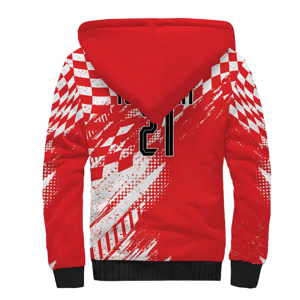 Croatia Rugby Custom Sherpa Hoodie Chessboard with Sporty Pattern - Wonder Print Shop