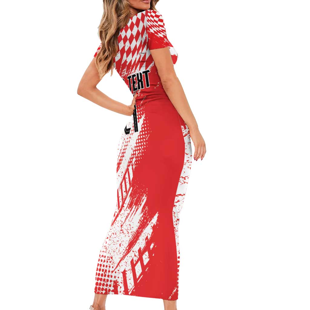 Croatia Rugby Custom Short Sleeve Bodycon Dress Chessboard with Sporty Pattern - Wonder Print Shop