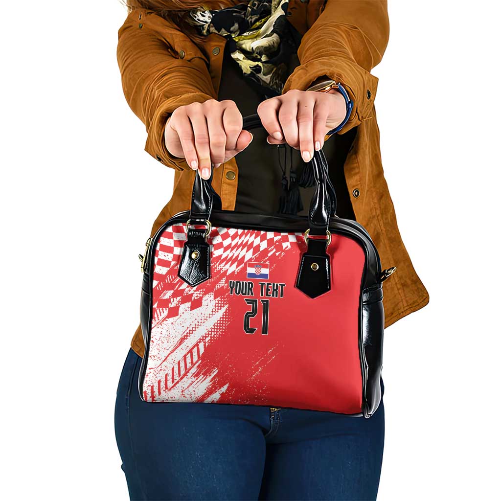 Croatia Rugby Custom Shoulder Handbag Chessboard with Sporty Pattern