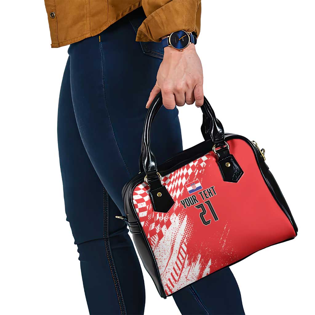 Croatia Rugby Custom Shoulder Handbag Chessboard with Sporty Pattern