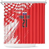 Croatia Rugby Custom Shower Curtain Chessboard with Sporty Pattern