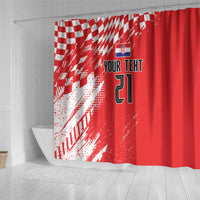 Croatia Rugby Custom Shower Curtain Chessboard with Sporty Pattern
