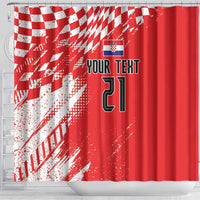 Croatia Rugby Custom Shower Curtain Chessboard with Sporty Pattern