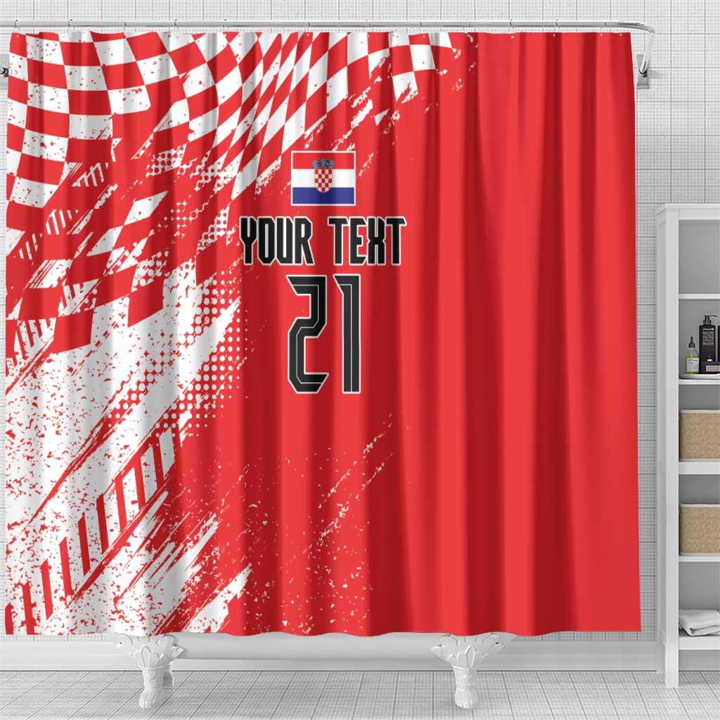 Croatia Rugby Custom Shower Curtain Chessboard with Sporty Pattern